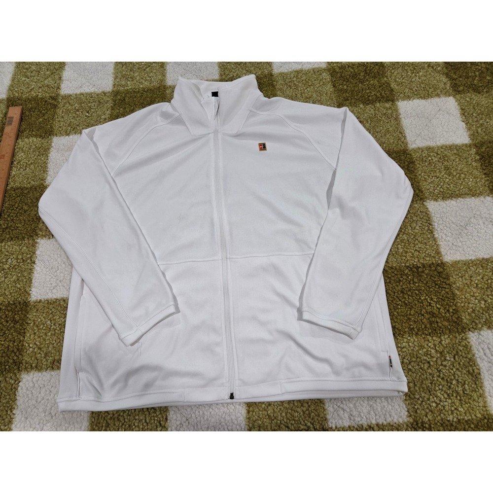 Nike Court Dri-FIT Tennis Warm Up Jacket Mens XXL White Full Zip Heritage Logo
